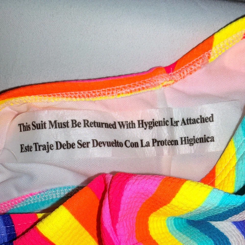 Cat & Jack Swimsuit Set Kids M8 Multi New Rainbow Striped 2pc Tankini Shorts